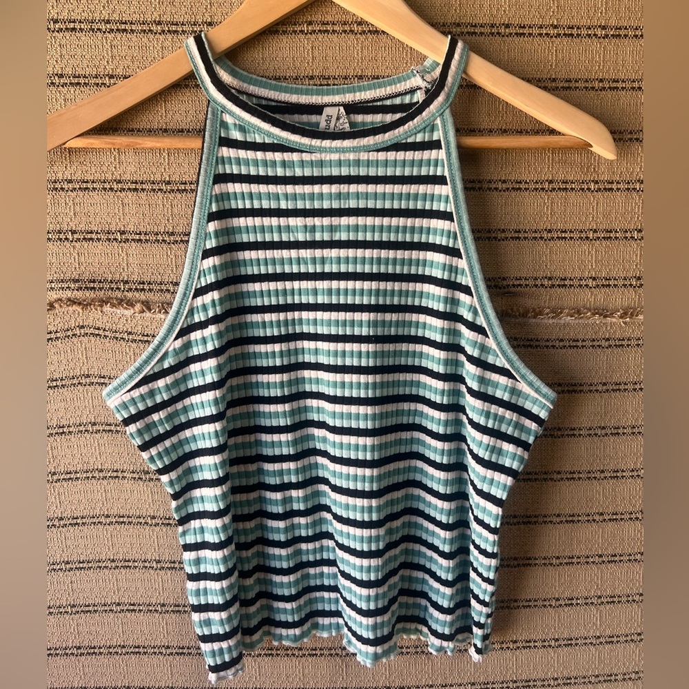 Mudd Blue and White Striped Tank Top